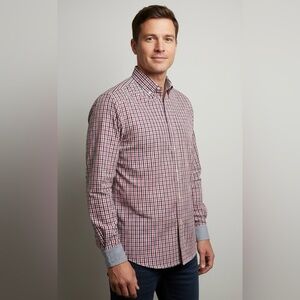 J McLaughlin Gingham Plaid Button Down Shirt Mens Size Large